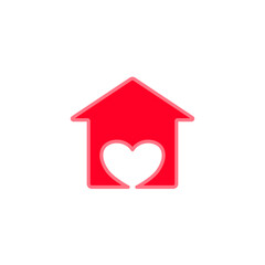 House with heart shape within, love home, simple flat style, illustration, logo sign symbol pictogram template, for ui or ux isolated on white for mobile app, editable