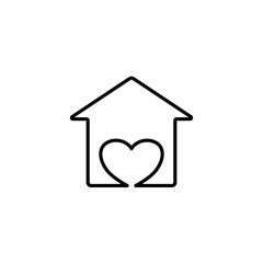 House with heart shape within, love home, simple flat style, illustration, logo sign symbol pictogram template, for ui or ux isolated on white for mobile app, editable