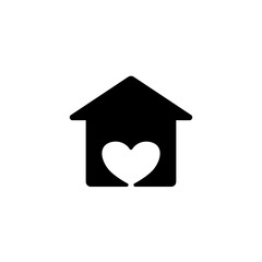 House with heart shape within, love home, simple flat style, illustration, logo sign symbol pictogram template, for ui or ux isolated on white for mobile app, editable