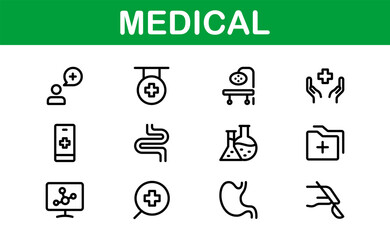 Premium Medical Icons. Perfect Vector Designs for Healthcare, Hospitals, Medicine, and Health Apps in Outline and Flat Styles.