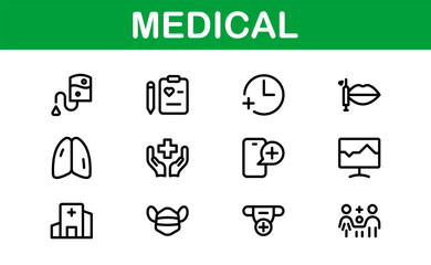 Premium Medical Icons. Perfect Vector Designs for Healthcare, Hospitals, Medicine, and Health Apps in Outline and Flat Styles.