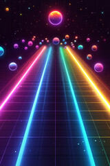  Vibrant Neon Game Icon Featuring Falling Balls on Colorful Stripes with Casual 2D Graphics Designed for a Playful and Dynamic Digital Gaming Experience
