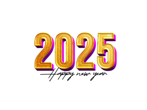 2025 new year text on transparent background