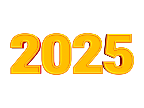 2025 new year text on transparent background