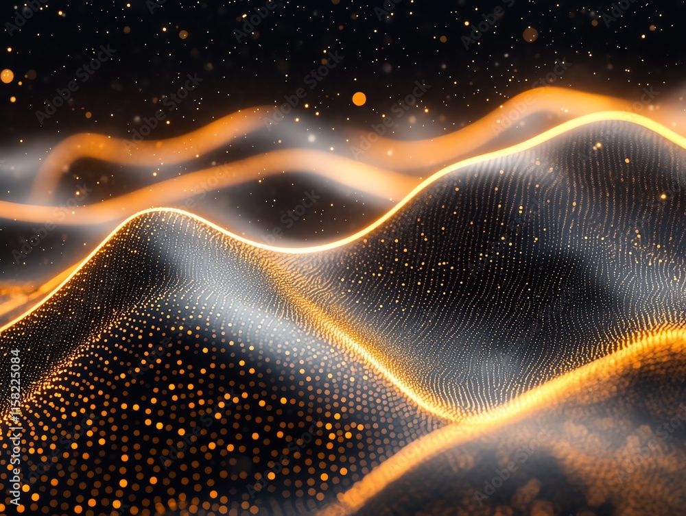 Poster Abstract waves of light and particles create a dynamic, flowing visual experience.