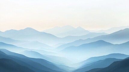 Fototapeta premium Serene misty mountain landscape in soft hues.