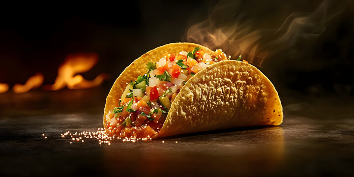 Tasty taco closeup Mexican food photography steamed taco vibrant colors mouthwatering cuisine food lover's delight taco Tuesday