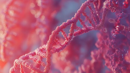 Microscopic view of DNA strands, helix structure, genetic code, science background.