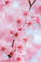 Naklejka premium Pink Flowers on Tree