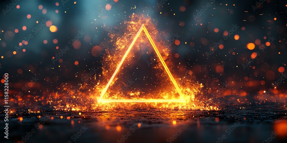 Poster a fiery triangle glows against a dark, smoky background, creating a mystical atmosphere.