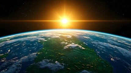 Fototapeta premium A stunning vista of Earth from outer space, showcasing a vibrant sunrise.