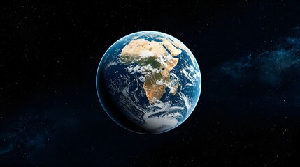 A breathtaking view of planet Earth, a vibrant blue marble suspended in the inky blackness of space, dotted with twinkling stars.