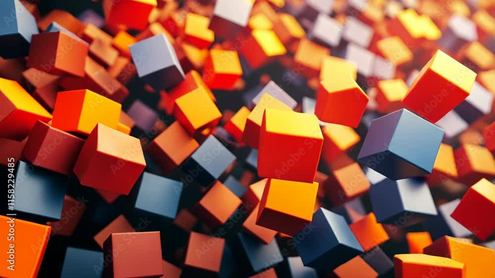 Poster colorful cubes floating in a dynamic 3d space create an engaging visual experience for viewers