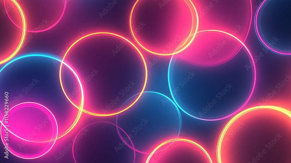Poster a vibrant abstract background featuring glowing circles in various colors.