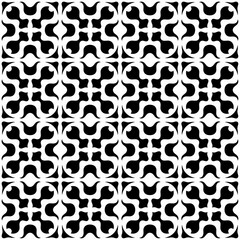 Fototapeta premium Seamless black and white geometric pattern, creating a symmetrical abstract design. Suitable for backgrounds, wallpapers, textiles, prints and various modern artistic projects.