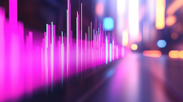 Vibrant Sound Wave Visualization with Neon Colors and Abstract Backgrounds