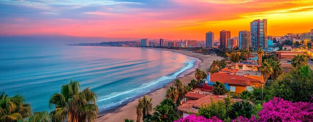 Vibrant City Skyline at Sunrise with Soft Morning Light