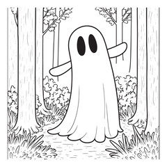 Hand drawn ghost outline illustration