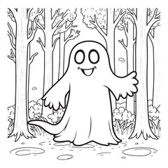 Hand drawn ghost outline illustration