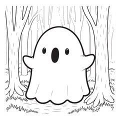Hand drawn ghost outline illustration