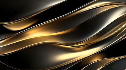 Liquid Gold Abstract: Luxurious, flowing curves of molten gold and dark metal create a captivating abstract background. Perfect for adding a touch of elegance and opulence to your designs. 