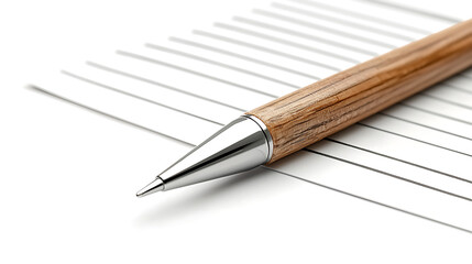 sleek wooden pen rests on lined notepad, perfect for writing notes