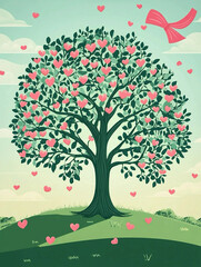 Fototapeta premium tree with hearts nature ilustration