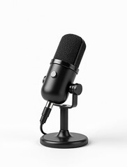 Vintage metal black microphone  on white background