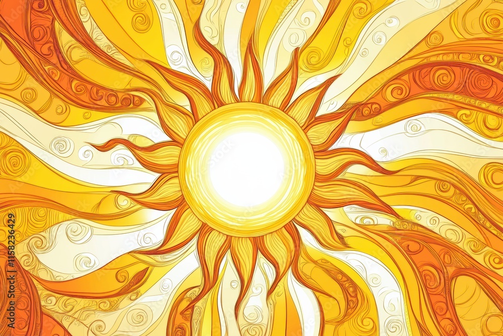 Poster bright sun doodle with playful pancake like rays emanating warmth and joy in a cheerful design. gene