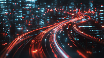 Fototapeta premium Smart Innovation city with connection cyber security network reciprocity over the cityscape . future wireless digital city and social media networking systems that connects people with in the city