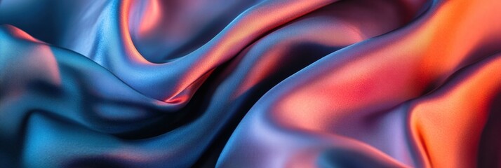 Obraz premium Luxurious silk fabric with vibrant colors and smooth texture for elegant design mock up and creative projects. Generative AI