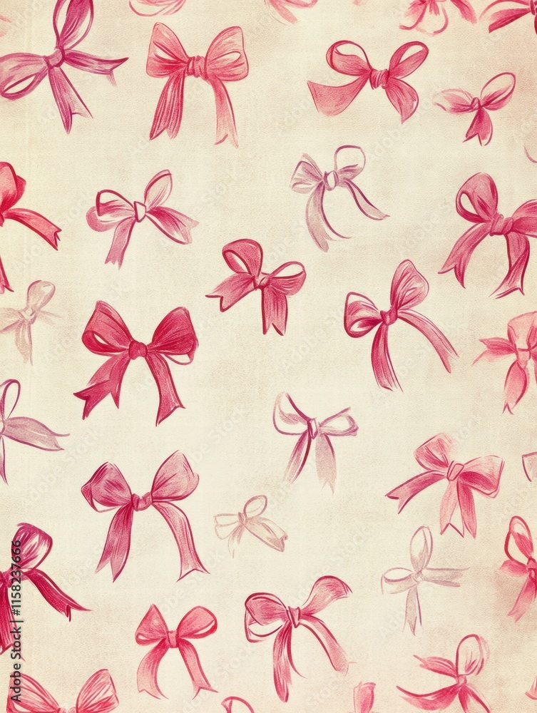 Poster whimsical hand drawn valentines day design featuring playful bows and ample space for text. generati