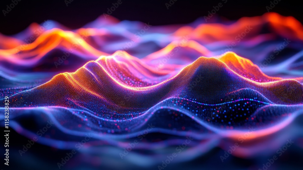 Poster abstract colorful data wave landscape visualization