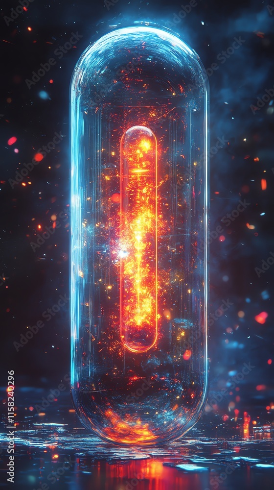 Aufkleber a glowing, abstract representation of energy within a transparent container.