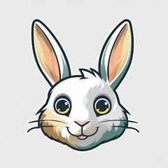 Fototapeta premium Stylized rabbit head logo featuring a cute face on white background 