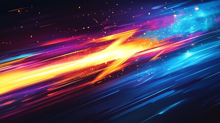 Obraz premium Vibrant abstract design with dynamic lines and bursts of color, suggesting speed and energy.
