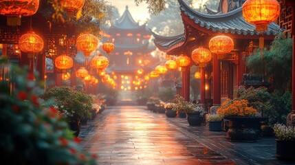 Obraz premium Celebrating chinese new year lantern riddles festival in realistic pho background a cultural experience