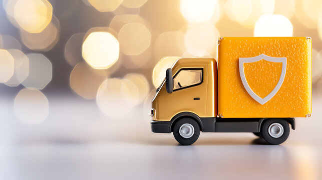 delivery truck with shield symbol represents shipping insurance options