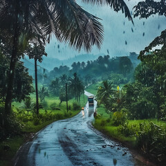 Raining country side