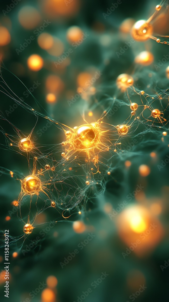Poster A close-up view of interconnected neurons with glowing elements, illustrating neural networks.