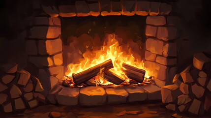 Wood that burns in a stove or fireplace to provide warmth and a homely ambiance. Fernwood. Illustration