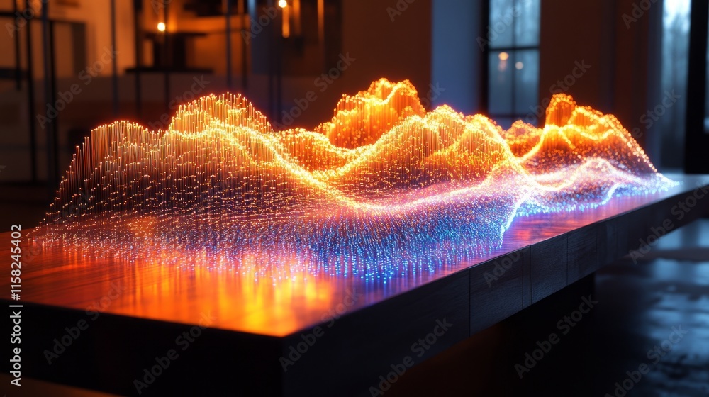 Aufkleber illuminated data visualization sculpture on table