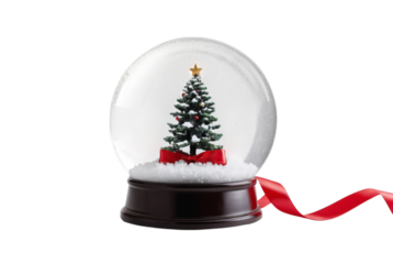 Snow Globe with red ribbon PNG