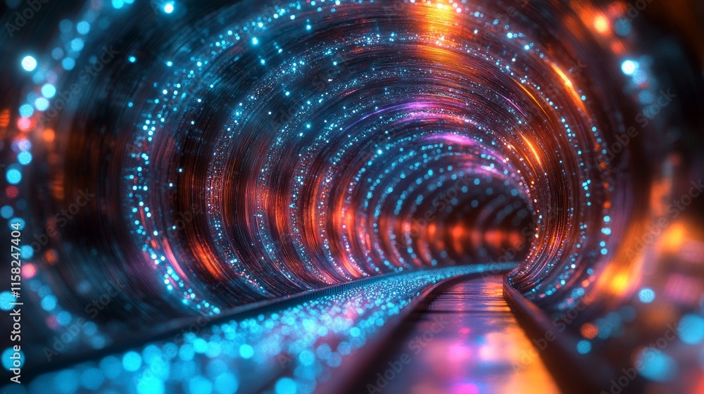 Poster luminous data tunnel abstract digital corridor
