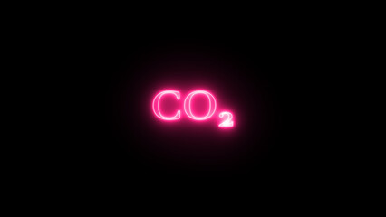 The abbreviation for carbon dioxide is CO2 text icon. Neon glowing Colorful CO2 text illustration.