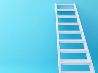 White ladder leaning against blue wall symbolizing growth