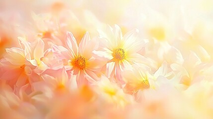 Fototapeta premium A soft, dreamy arrangement of delicate pink flowers in a gentle, blurred background.