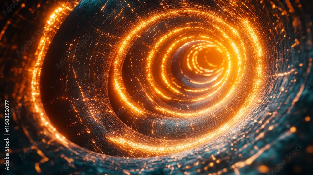 Poster a swirling tunnel of glowing particles, evoking a sense of depth and motion.