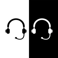 Headset Icon Vector, Headphone Icon Vector, Call Center Headset Vector