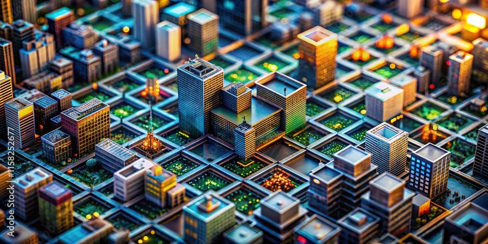 Poster abstract compositions arise from tilt-shift's manipulation of geometric shapes within dynamic grid s